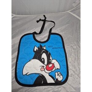 Vintage 1994 Looney Tunes Warner Bros Baby Sylvester Tie Neck Bib Washable